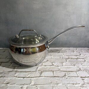 David Burke Gourmet Pro Stainless 2 Qt Sauce Pan Tempered Glass Lid Mint